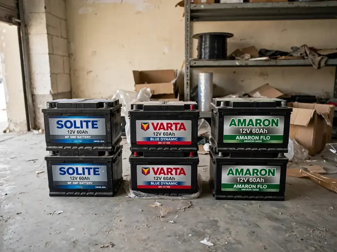 New Solite, Varta and Amaron batteries in stock showing their size codes
